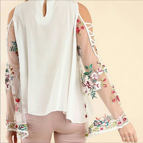 😻🎉❤️Floral Embroidery Angel Sleeve Top😍 Host Pick!😻5/2/22 - Picture 4 of 8